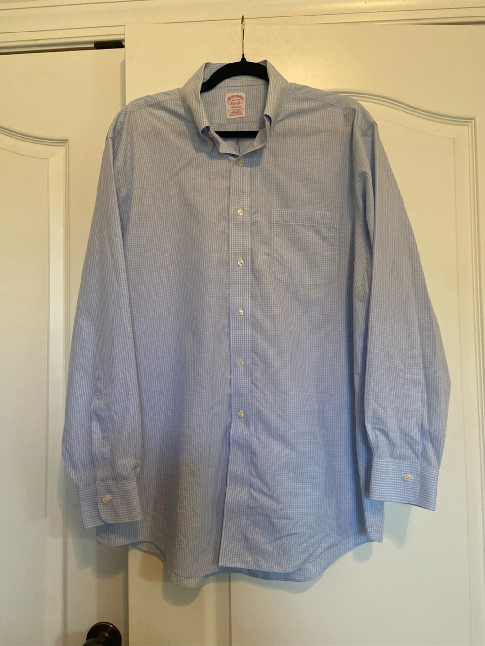 Brooks Brothers Light Blue Micro-Check Dress Shirt Madison Fit